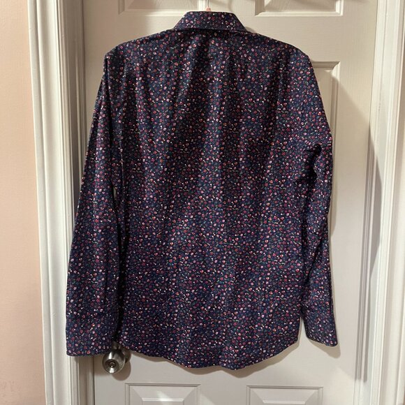 Simon Carter London Button Down Designer Dress Shirt Red Flower Christmas Medium - Picture 7 of 7